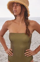 Thrills Alba Ribbed Strapless One Piece Swimsuit