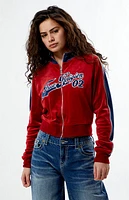 True Religion Velour Paneled Cropped Track Jacket