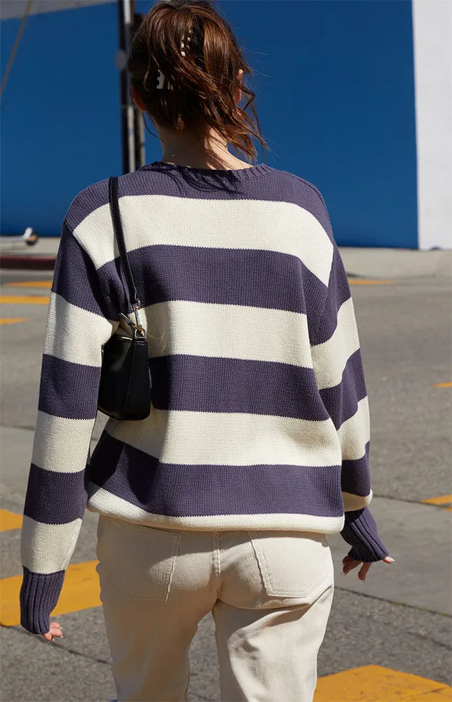 John Galt Black & White Striped Brianna Sweater