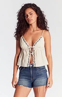 PacSun Dark Indigo Button Pocket High Waisted Denim Festival Shorts