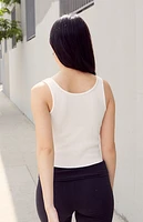 John Galt White Sheena Cropped Tank Top