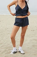 John Galt Blue & White Polka Dot Lacey Pajama Shorts