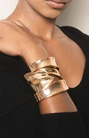 Ettika Melted Abstract Rhodium Plated Cuff Bracelet