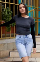 John Galt Black & Gray Bella Long Sleeve Colorblock Top