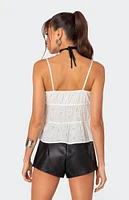 Edikted Chelsea Tie Front Eyelet Tank Top