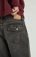 PacSun Black Tinted Contrast Stitch Baggy Jeans