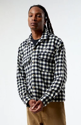 PacSun Cropped Embroidered Camp Flannel Shirt