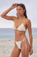 Bootin Bikinis White Sydney Crochet Triangle Bikini Top