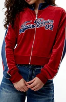 True Religion Velour Paneled Cropped Track Jacket