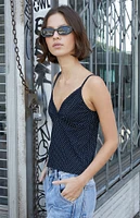 John Galt Navy Polka Dot Amara Tank Top