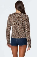 Edikted Leopard Printed Knit Cardigan