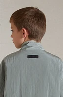 Kids Fear of God Essentials Seal Crinkle Nylon Half Zip Mock Neck Shirt