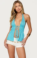 Edikted Sequin Knit Split Front Backless Top