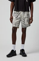 PacSun Cream Aaron Paisley Mesh Volley Shorts