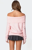 Edikted Marilyn Buckled Off Shoulder Sweater