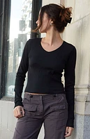 John Galt Black Paige Long Sleeve Top
