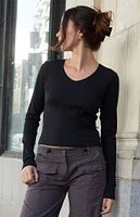 John Galt Black Paige Long Sleeve Top