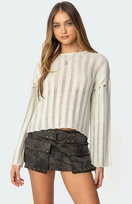 Edikted Stripey Shredded Sweater