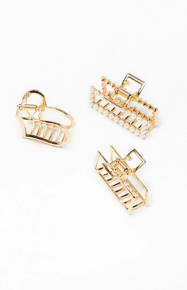 PacSun 3 Pack Mini Gold Hair Claw Clips