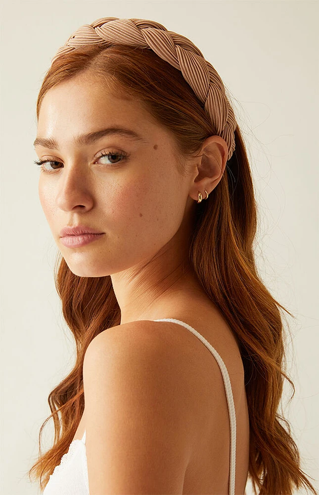 PacSun Beige Braided Satin Headband