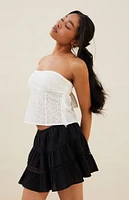 LA Hearts Strapless Eyelet Top