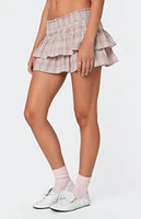 Edikted Shani Plaid Ruffled Mini Skirt