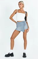 Princess Polly Bowden Denim Mini Skort