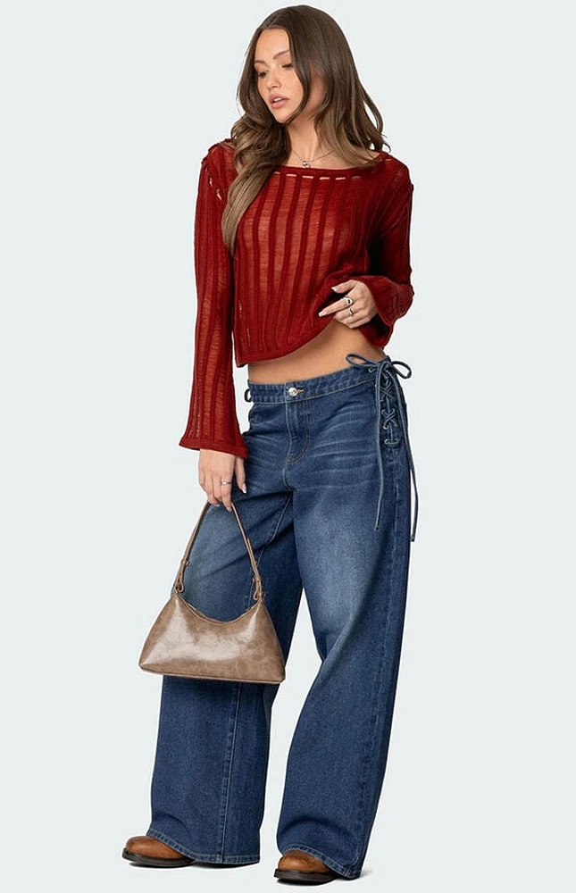 Edikted Katt Lace Up Baggy Jeans