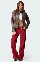 Edikted Thunder Washed Faux Leather Jacket