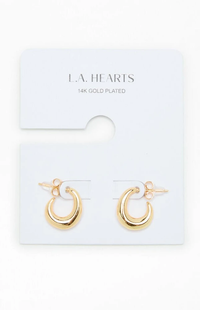 LA Hearts 14K Gold Plated Curved Hoop Earrings