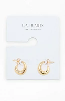 LA Hearts 14K Gold Plated Curved Hoop Earrings