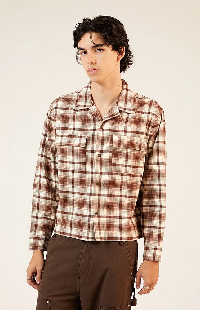 PacSun Washed Cropped Camp Flannel Shirt