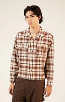 PacSun Washed Cropped Camp Flannel Shirt