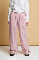 Beverly and Beck Red Striped Crinkle Boxer Pajama Pants
