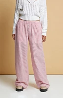 Beverly and Beck Red Striped Crinkle Boxer Pajama Pants