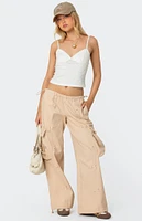 Edikted Bow Trim Cargo Parachute Pants