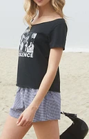 John Galt Black Radio Silence Off-The-Shoulder Top