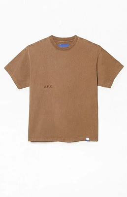 A.R.C. Brown Vintage Wash Heavyweight Cropped Boxy T-Shirt