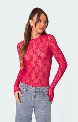 Lina Textured Sheer Lace Bodysuit