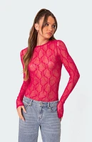 Lina Textured Sheer Lace Bodysuit