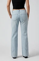 PacSun Jade Flames Low Rise Bootcut Jeans Light Indigo