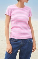 John Galt Pink Striped Hailie T-Shirt