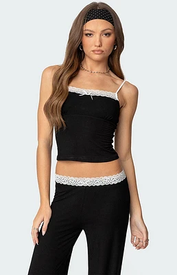 Edikted Domino Contrast Lace Trim Tank Top