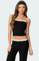 Edikted Domino Contrast Lace Trim Tank Top