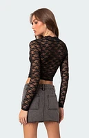 Edikted Beck Plunge Neck Sheer Lace Top