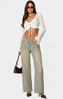 Edikted Tie Front Crochet Crop Top