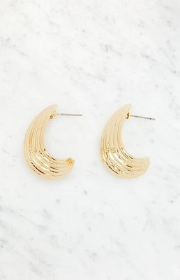 LA Hearts Ribbed Teardrop Hoop Earring