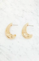 LA Hearts Ribbed Teardrop Hoop Earring