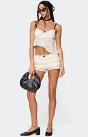 Edikted Este Textured Lace Scrunch Shorts