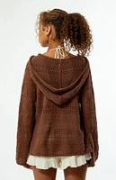 Roxy Hippie Love Open Knit Hooded Sweater